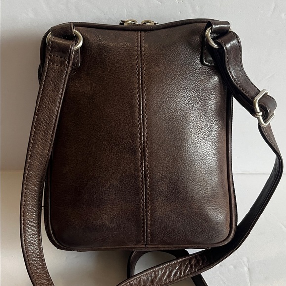 Vintage FOSSIL Y2K brown leather organizer crossbody - Picture 6 of 11